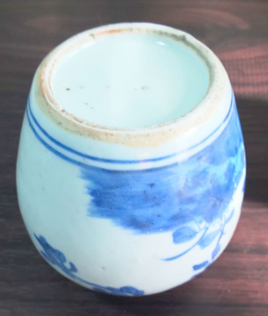 中国美術 明時代 白磁染付花鳥文様 壺型 陶磁器 茶壷