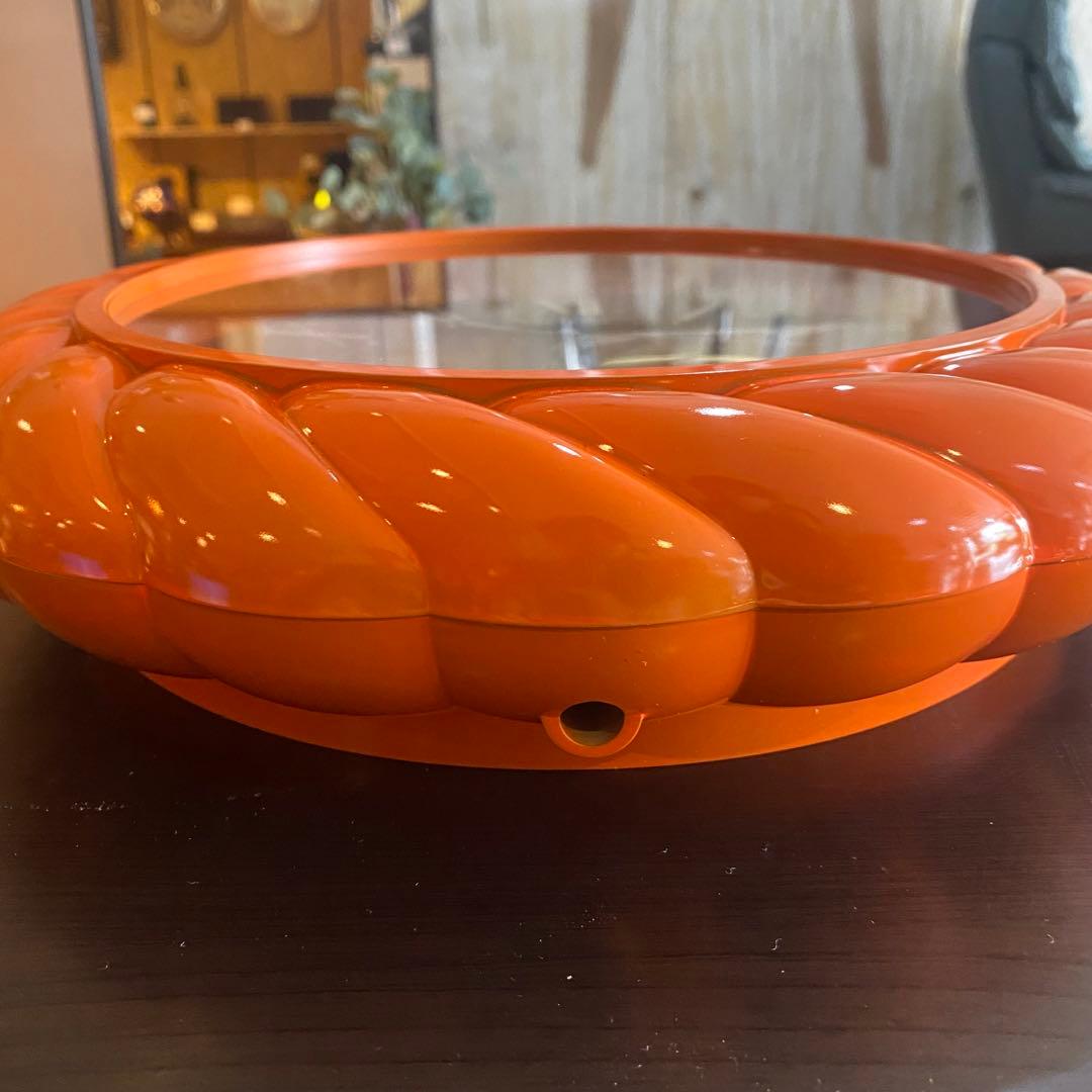 CITIZEN リペイント　壁掛時計 ミッドセンチュリー　昭和レトロ　オレンジ