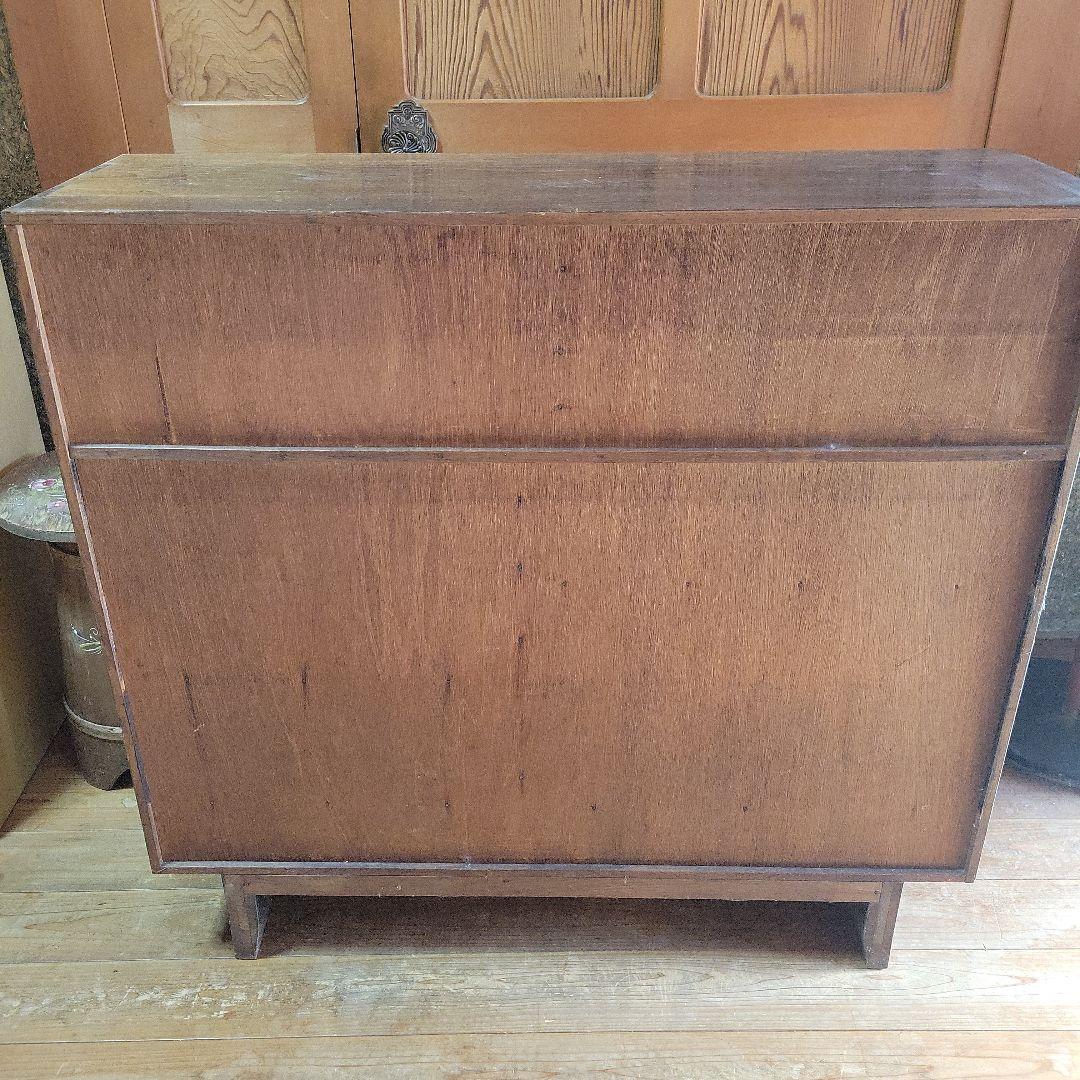 【昭和レトロ】茶箪笥 飾り彫り ガラス収納 アンティーク