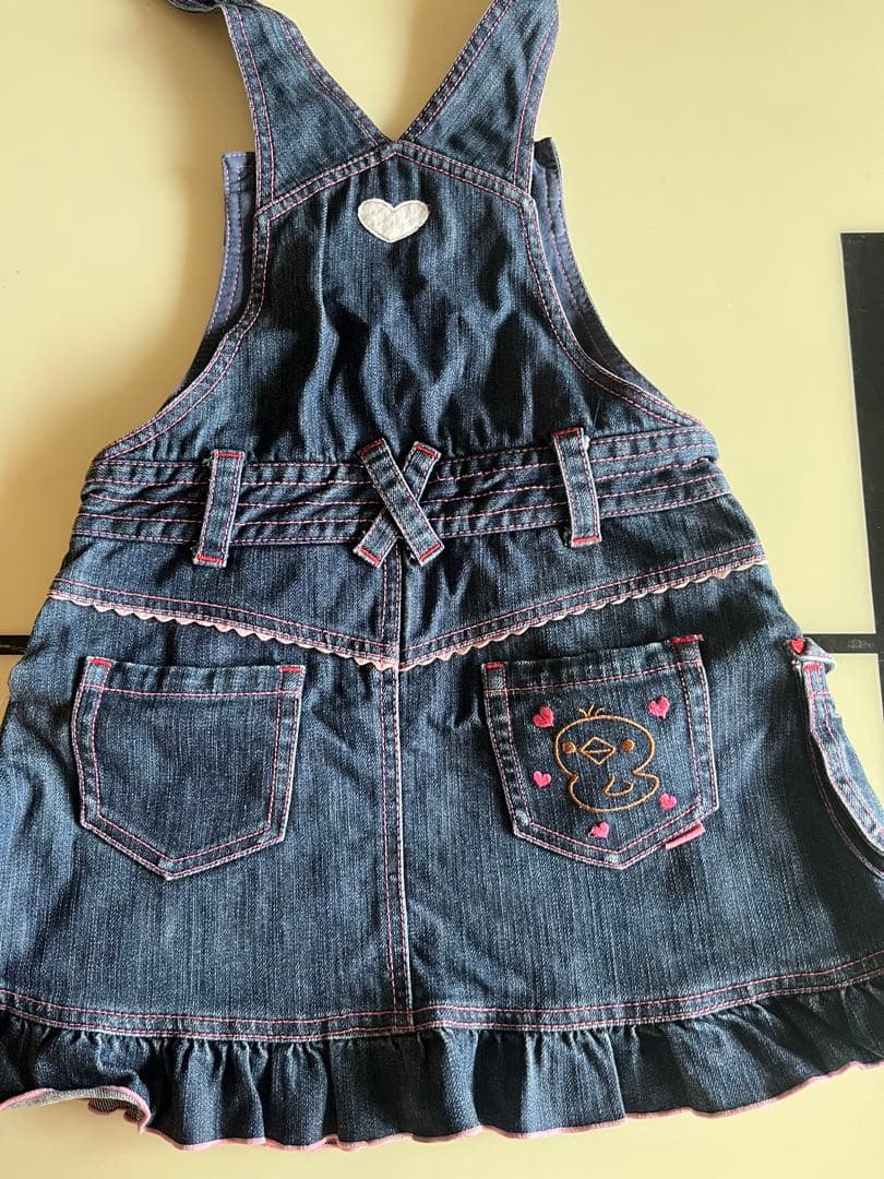 超美品　mezzopiano 120デニム刺繍ジャンパースカート