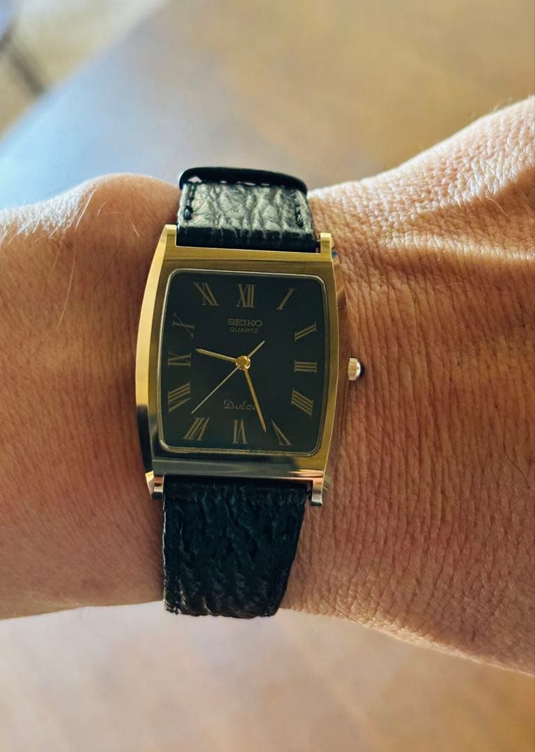 【SEIKO Dolce】クォーツ腕時計 黒文字盤 メンズ