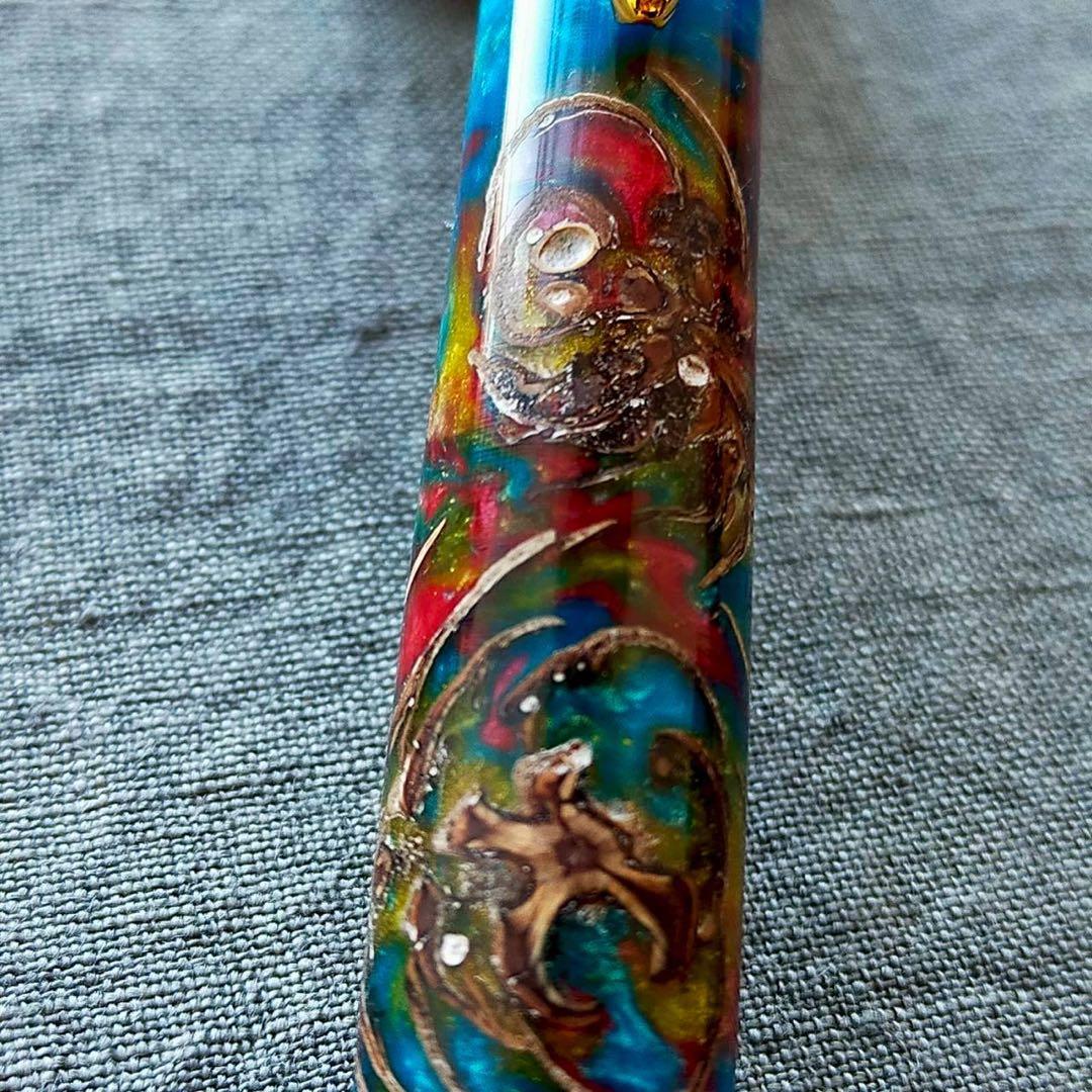 【地球】レジン×松ぼっくり　ハンドメイド　シャープペン　0.5mm　ゴールド