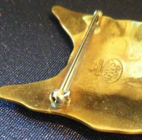 １点モノ猫アンティーク ブローチ トルコ石/シルバー/ N.Y.から