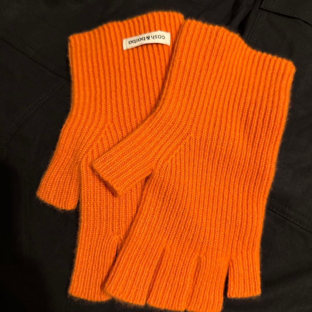 Cash&Barba ヘビーカシミヤオープンフィンガーグローブ orange