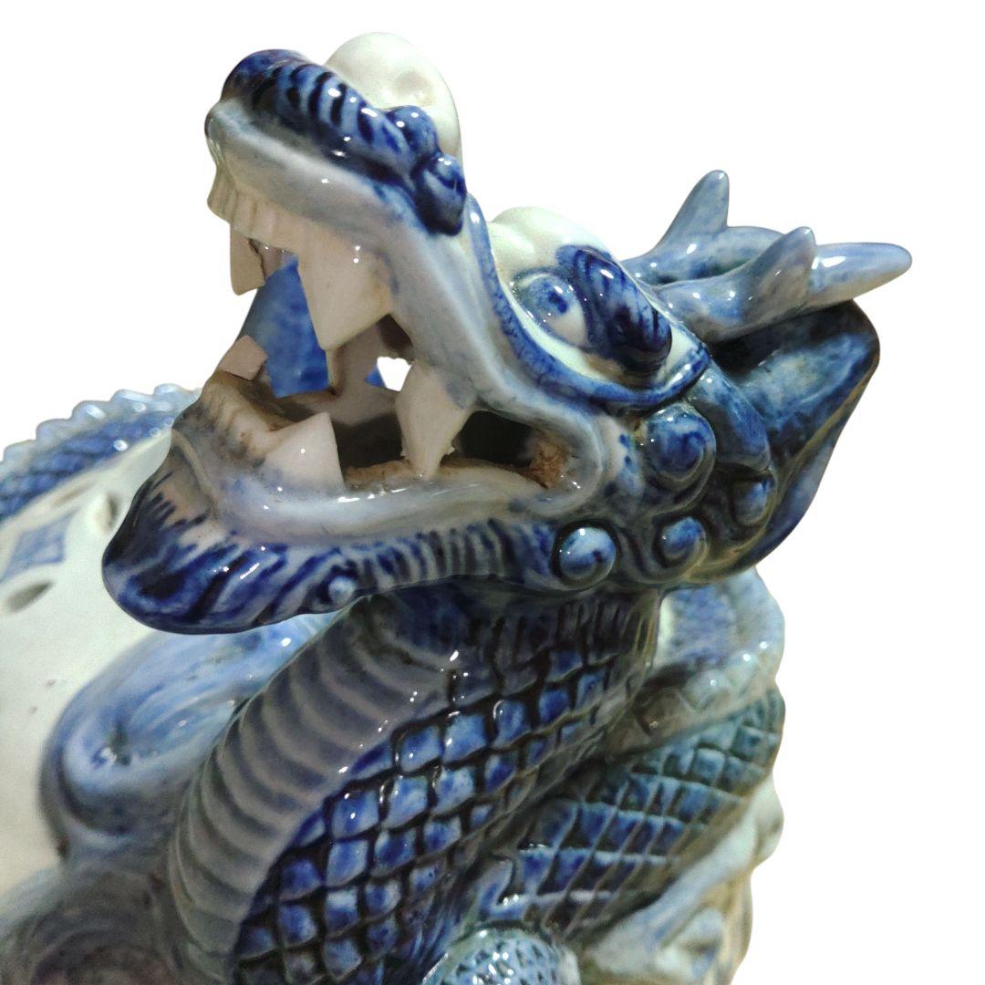 五良大甫呉祥瑞造　龍と山水画染付け香炉