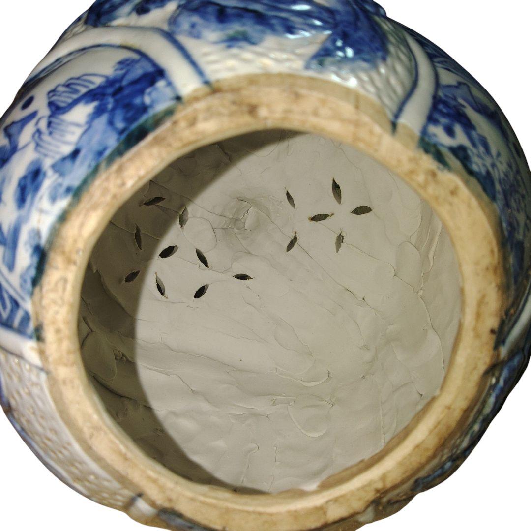 五良大甫呉祥瑞造　龍と山水画染付け香炉