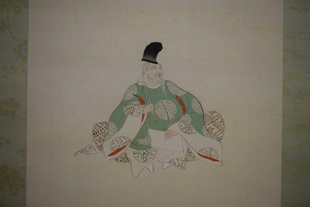 真作/土佐光種/大和絵人物画賛/布袋屋掛軸HJ-430