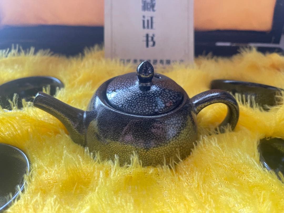 博山雨点釉 天目碗 共箱 中国 古美術