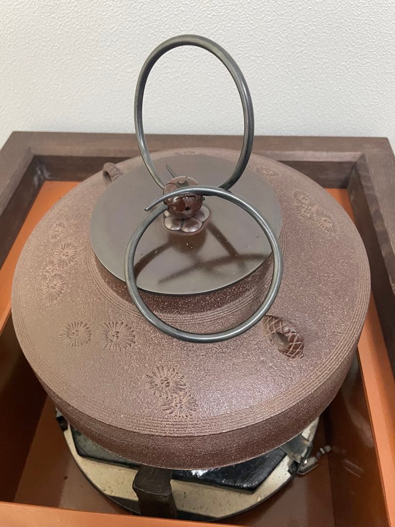 釜師 佐藤浄清造』『唐松地紋 肩衝釜共箱』茶道具鉄 茶釜