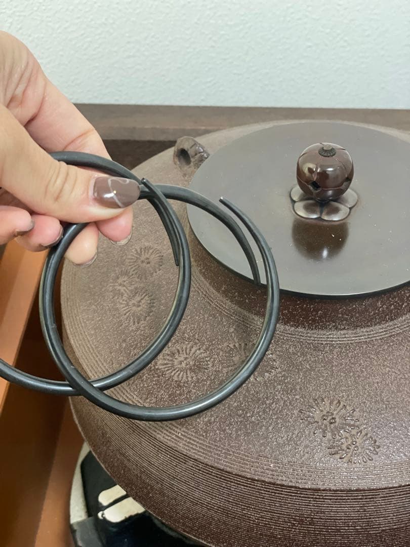 釜師 佐藤浄清造』『唐松地紋 肩衝釜共箱』茶道具鉄 茶釜