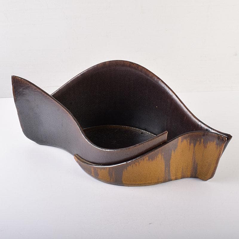 瀬戸焼　今野登志夫作　古瀬戸花器　共箱　V　7170C