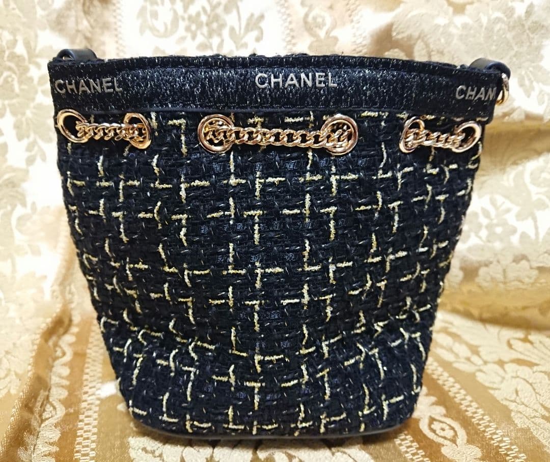 ☆CHANEL ブラック ツィード チェーン ショルダーバッグ☆