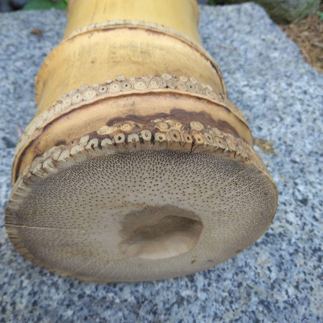 茶道具　竹一重切花入（銘　末広)　花押入り　共箱　水漏れ検査済　高級良品