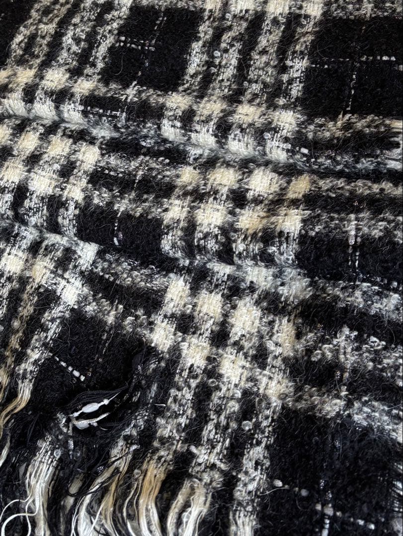 23区チェック柄フリンジ大判マフラー