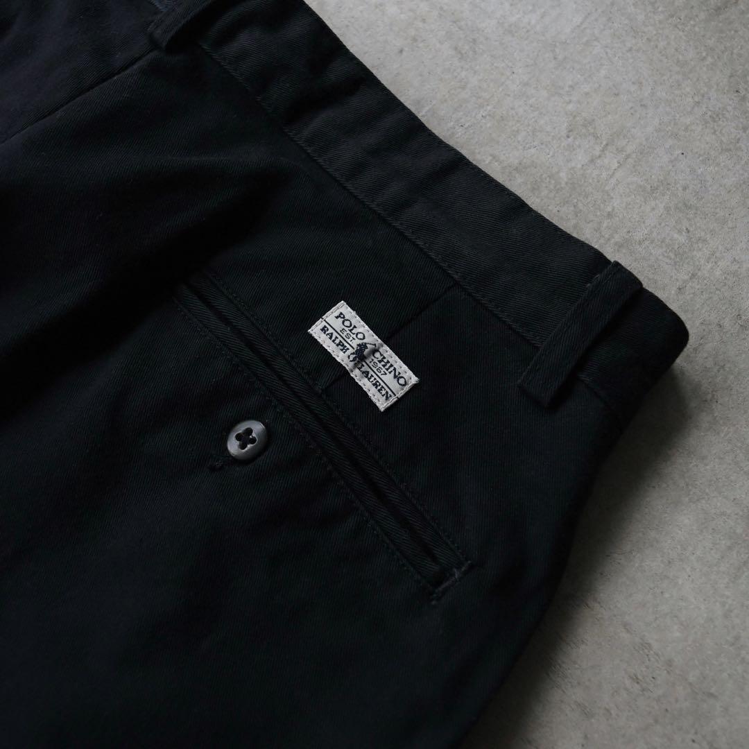 90s ラルフローレン ANDREW PANT ポロチノ黒 タックチノ USA