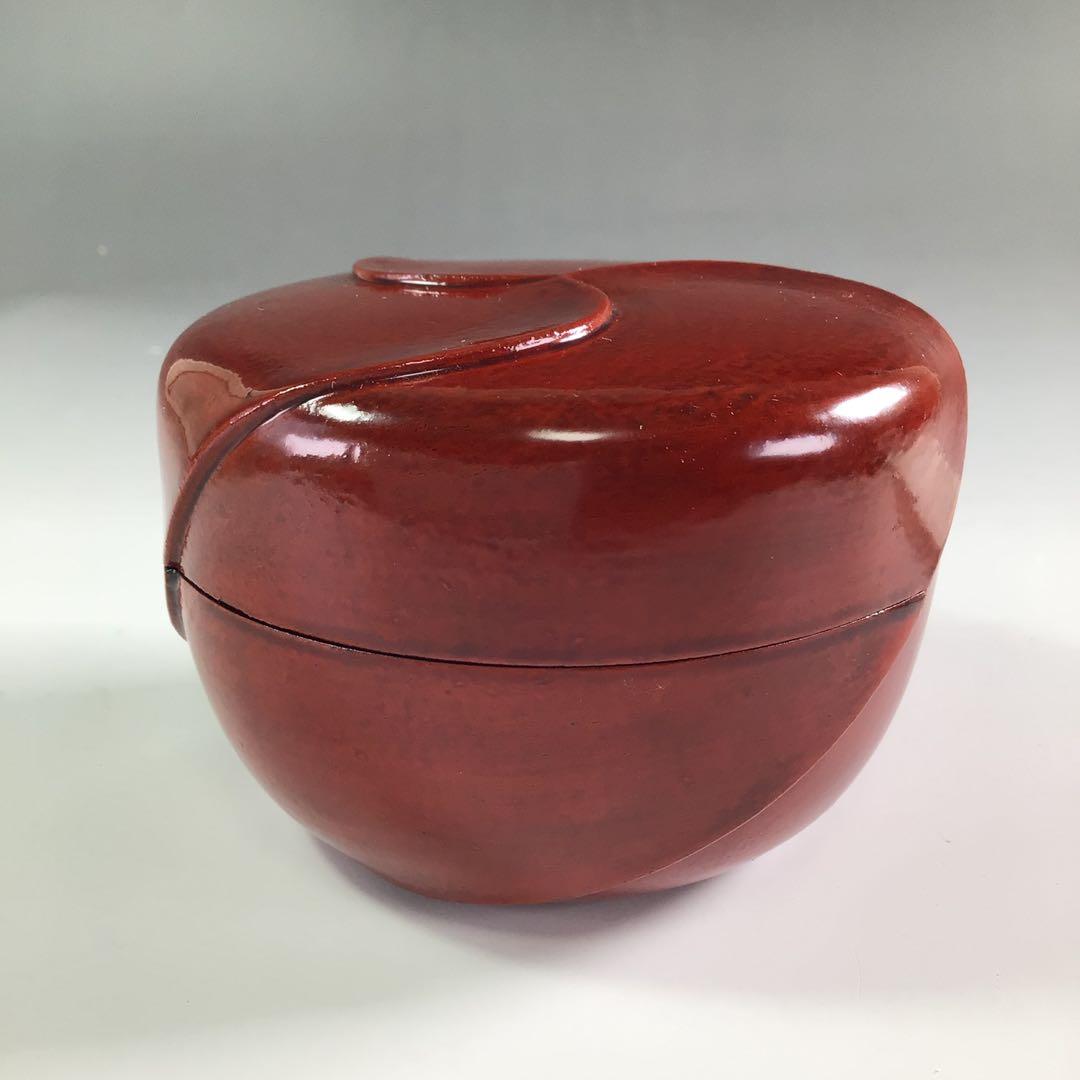 Ｒ４８　棗　『松永忠能(三喜三)作』『溜塗』『大平棗』　共箱　茶道具