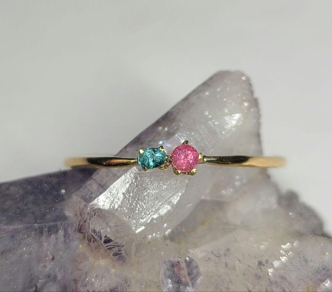 幻の共演★バターリャパライバトルマリン&ワーワー鉱山産レッドベリルリング18金★