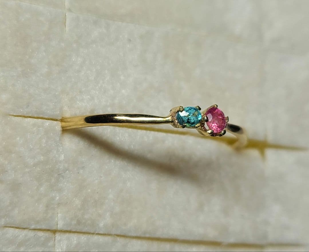 幻の共演★バターリャパライバトルマリン&ワーワー鉱山産レッドベリルリング18金★