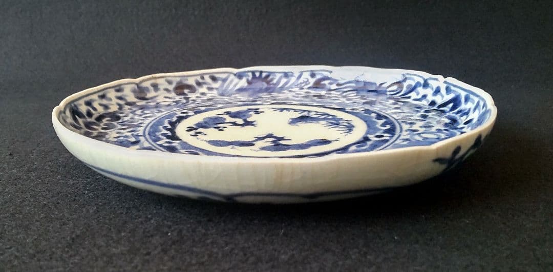 古伊万里　染付皿　鳳凰　松竹梅　中皿