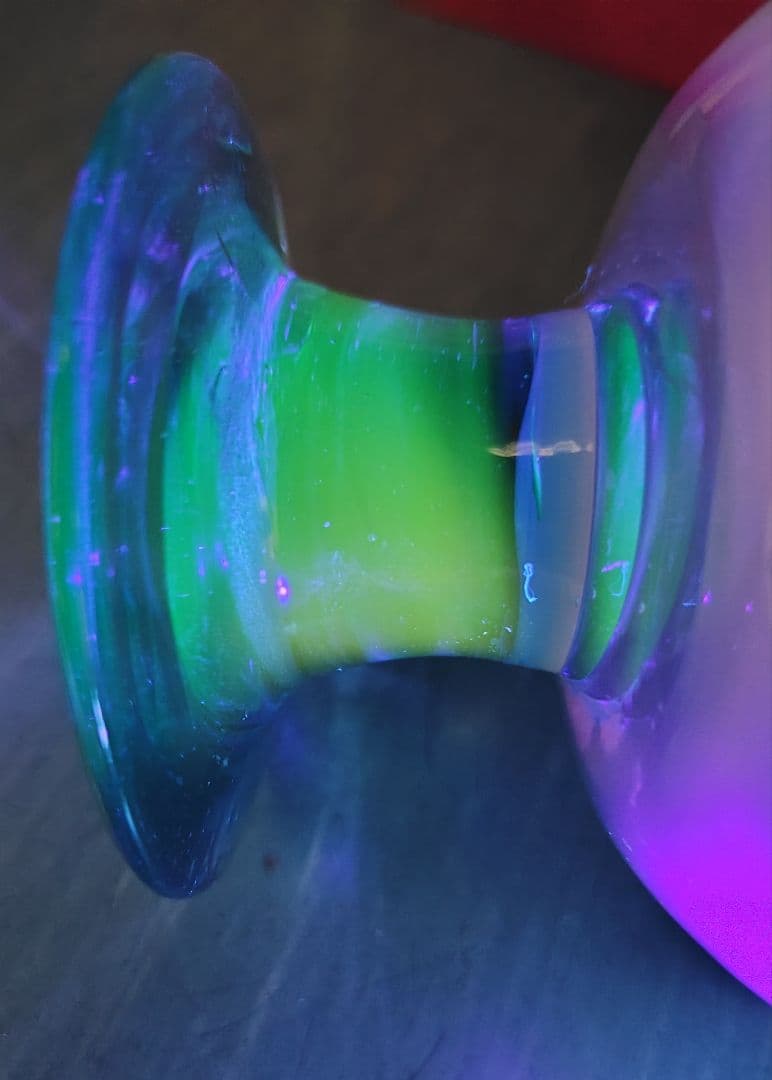 極太脚 完品 青脚 乳白暈し 氷コップ ブルー ステム ウランガラス 太足