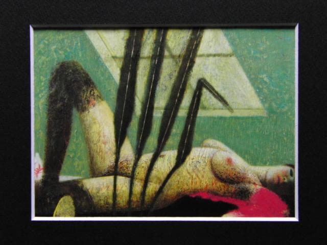 佐々木豊、アトリエの裸婦、希少な額装用画集より、新品高級額装付