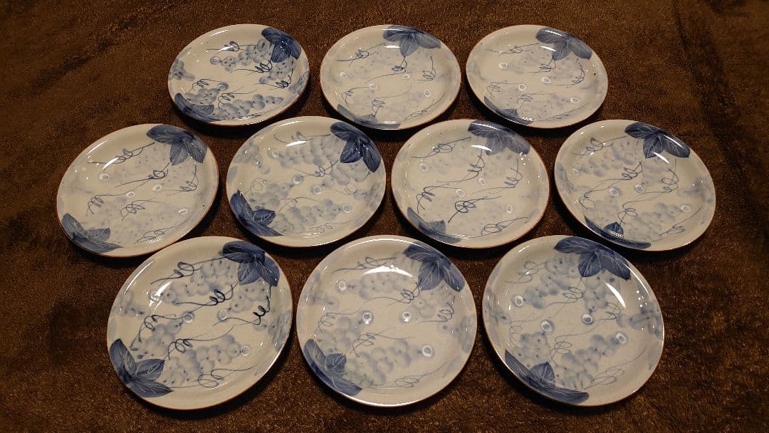 古伊万里　伊万里　染付　ぶどうの図　豆皿　菓子皿　１０客