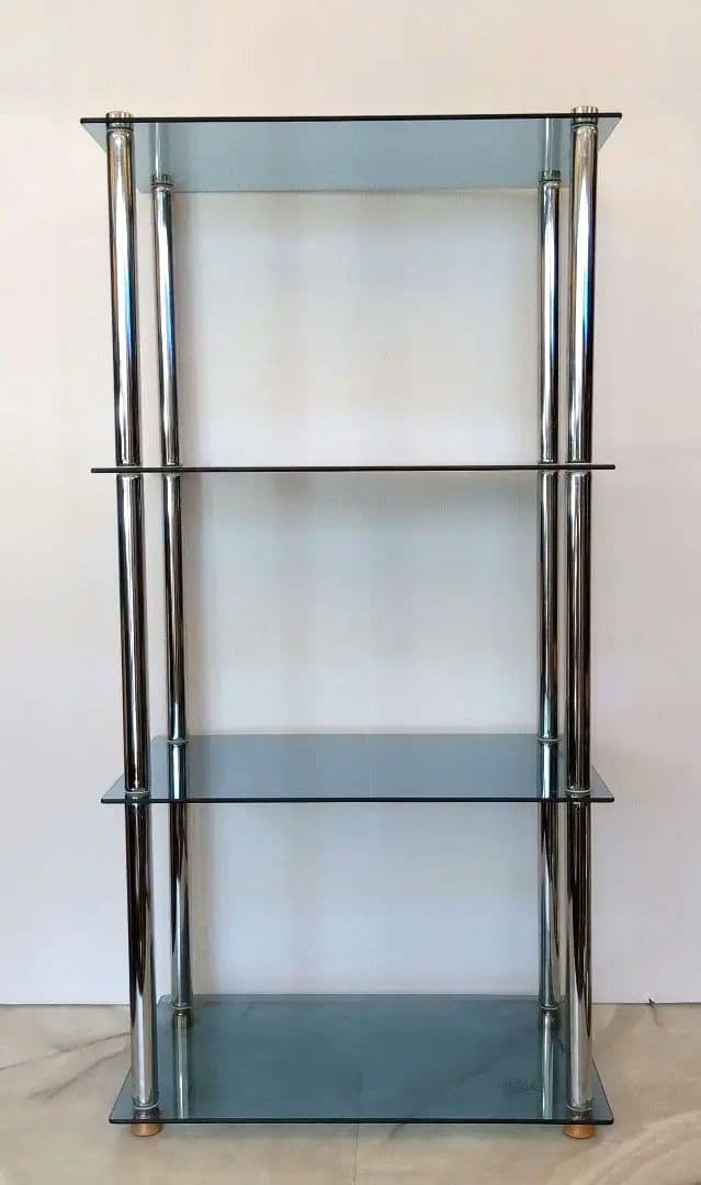 たーぼ　ガラスラック　ブルー　4段　強化ガラス