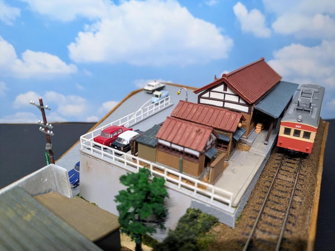 Nゲージ 鉄道模型展示台　丘の上の駅