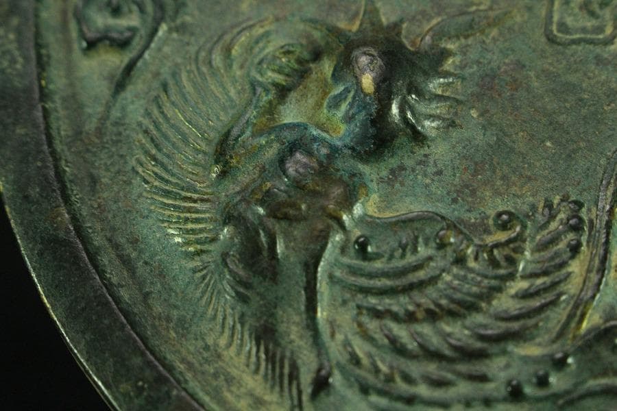 中国美術 古鏡 鳳獣紋 銅鏡(K-YC581)