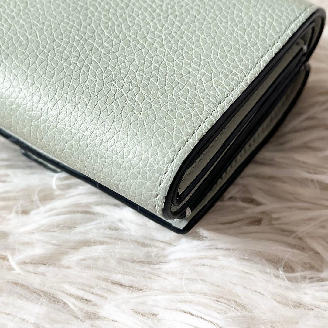 LOEWE 三つ折り財布　アナグラム　トライフォールド　グリーン　シェルグレー