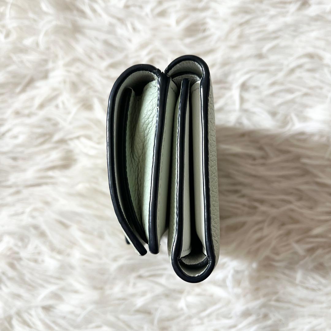 LOEWE 三つ折り財布　アナグラム　トライフォールド　グリーン　シェルグレー