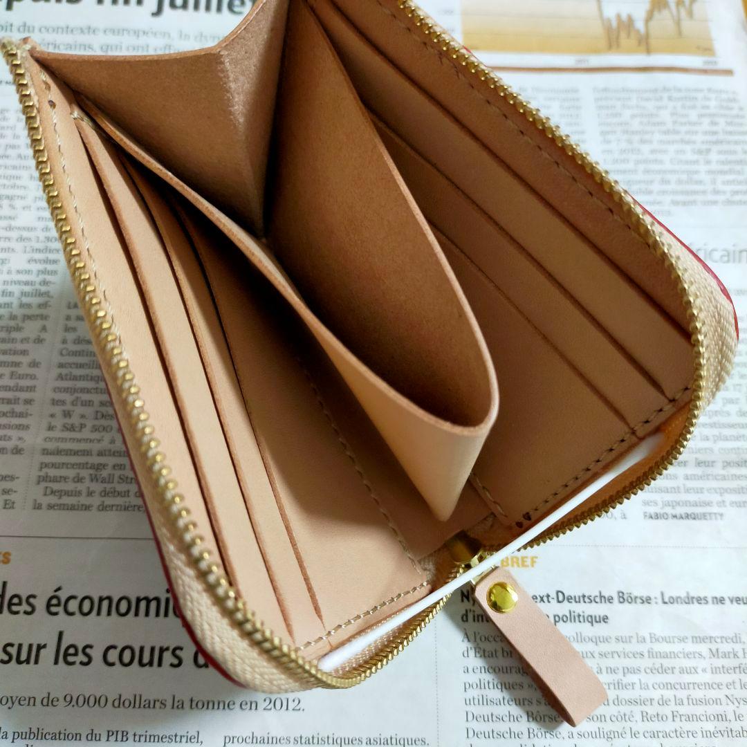 栃木レザー　L字ファスナーウォレット　コンパクト