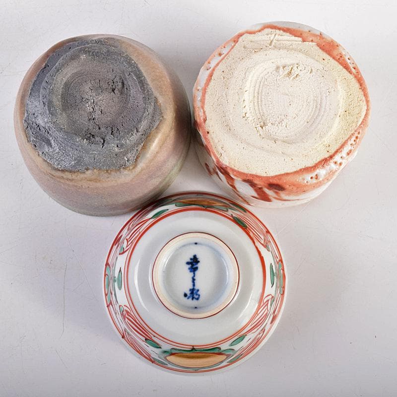 人間国宝　加藤卓男作など　盃　三客　共箱　D　R8483