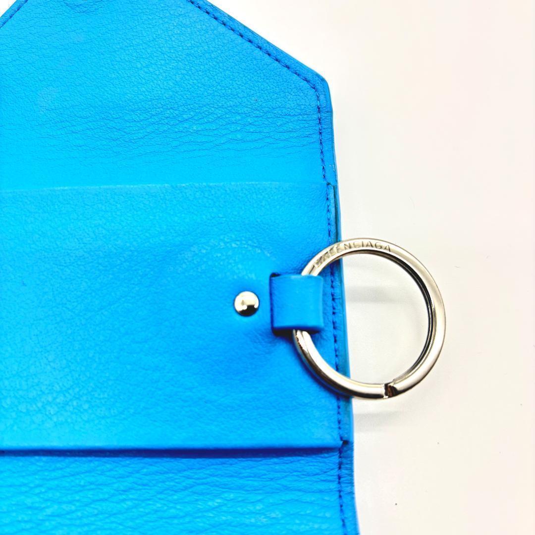【希少✨】バレンシアガ 三つ折り 6連 キーケース ブルー ペーパー