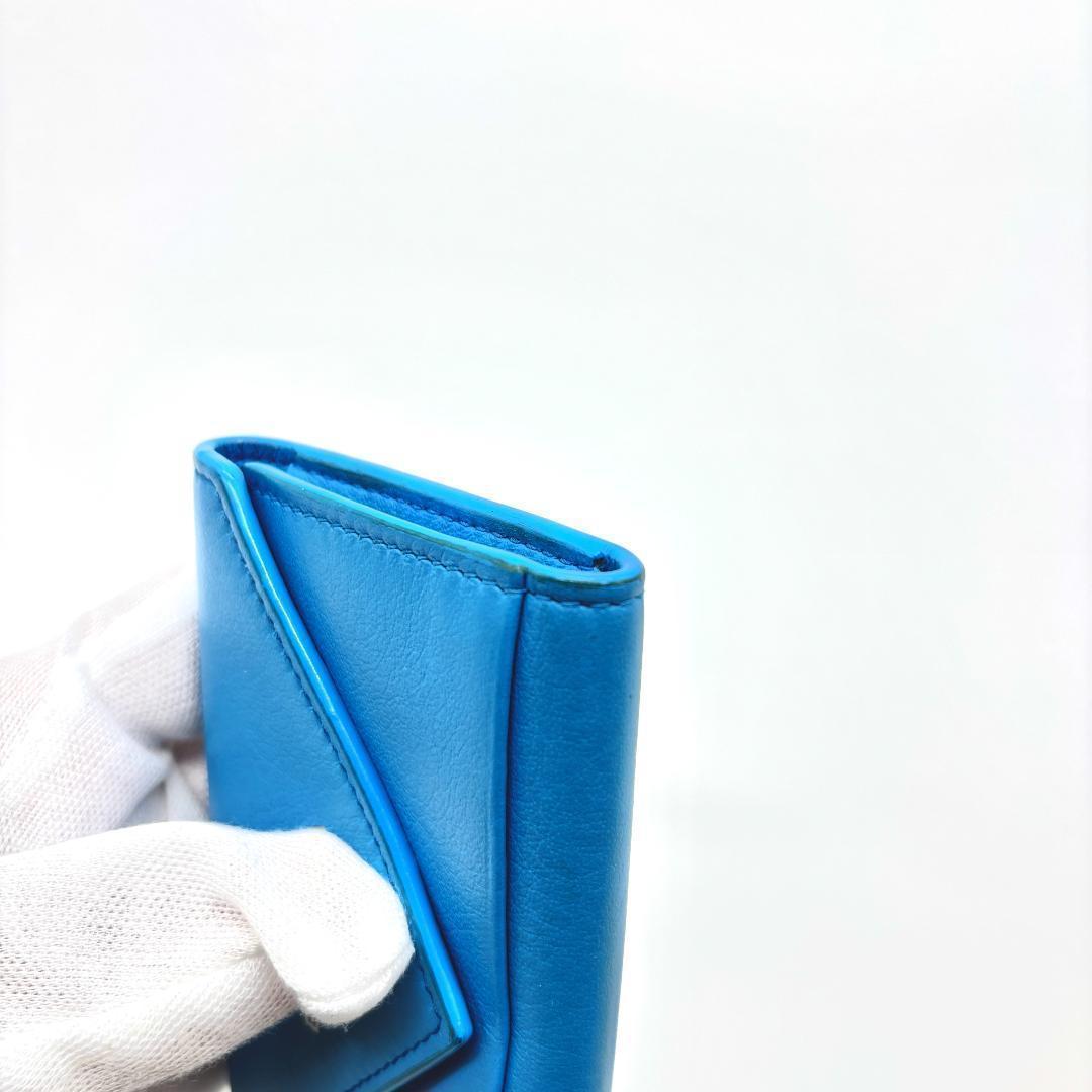 【希少✨】バレンシアガ 三つ折り 6連 キーケース ブルー ペーパー