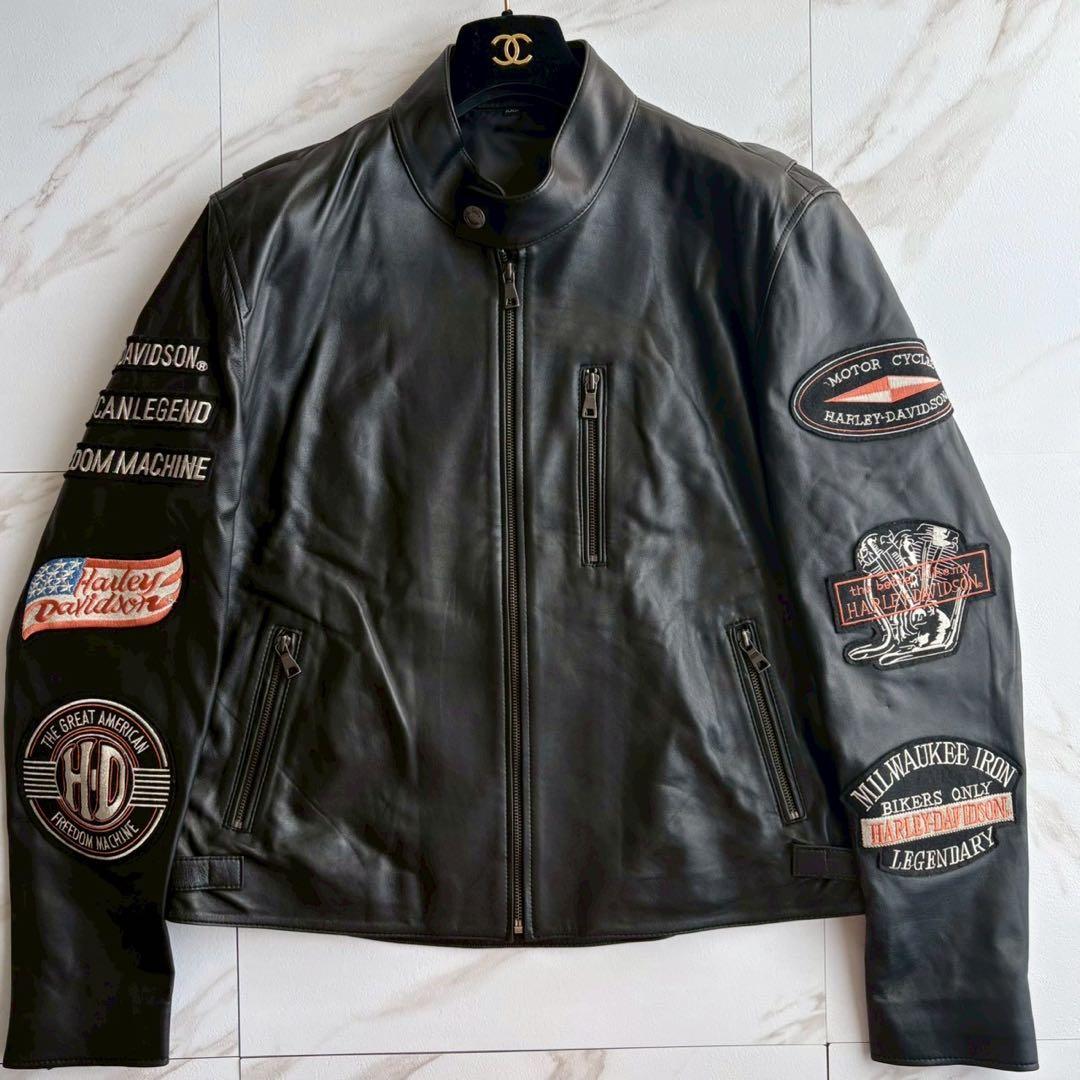 希少◆ハーレーダビッドソン アルパカレザー シングルライダース ジャケット 3L