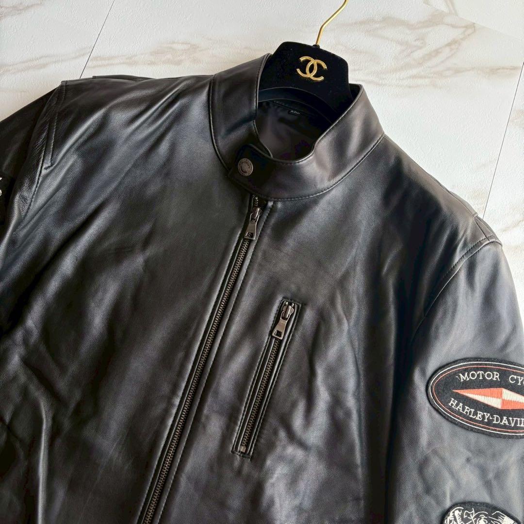 希少◆ハーレーダビッドソン アルパカレザー シングルライダース ジャケット 3L