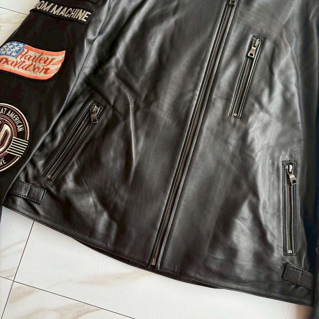 希少◆ハーレーダビッドソン アルパカレザー シングルライダース ジャケット 3L