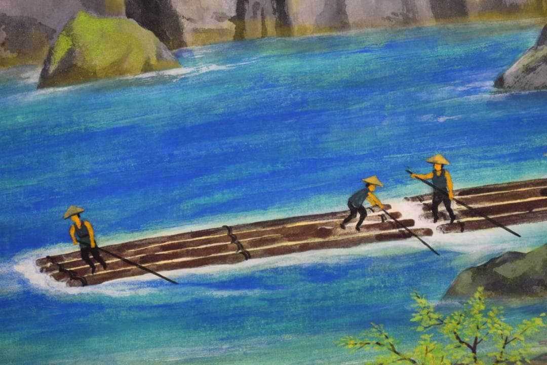 真作/三上巴峡/流し/大幅/桐共太巻箱付/布袋屋掛軸HF-873