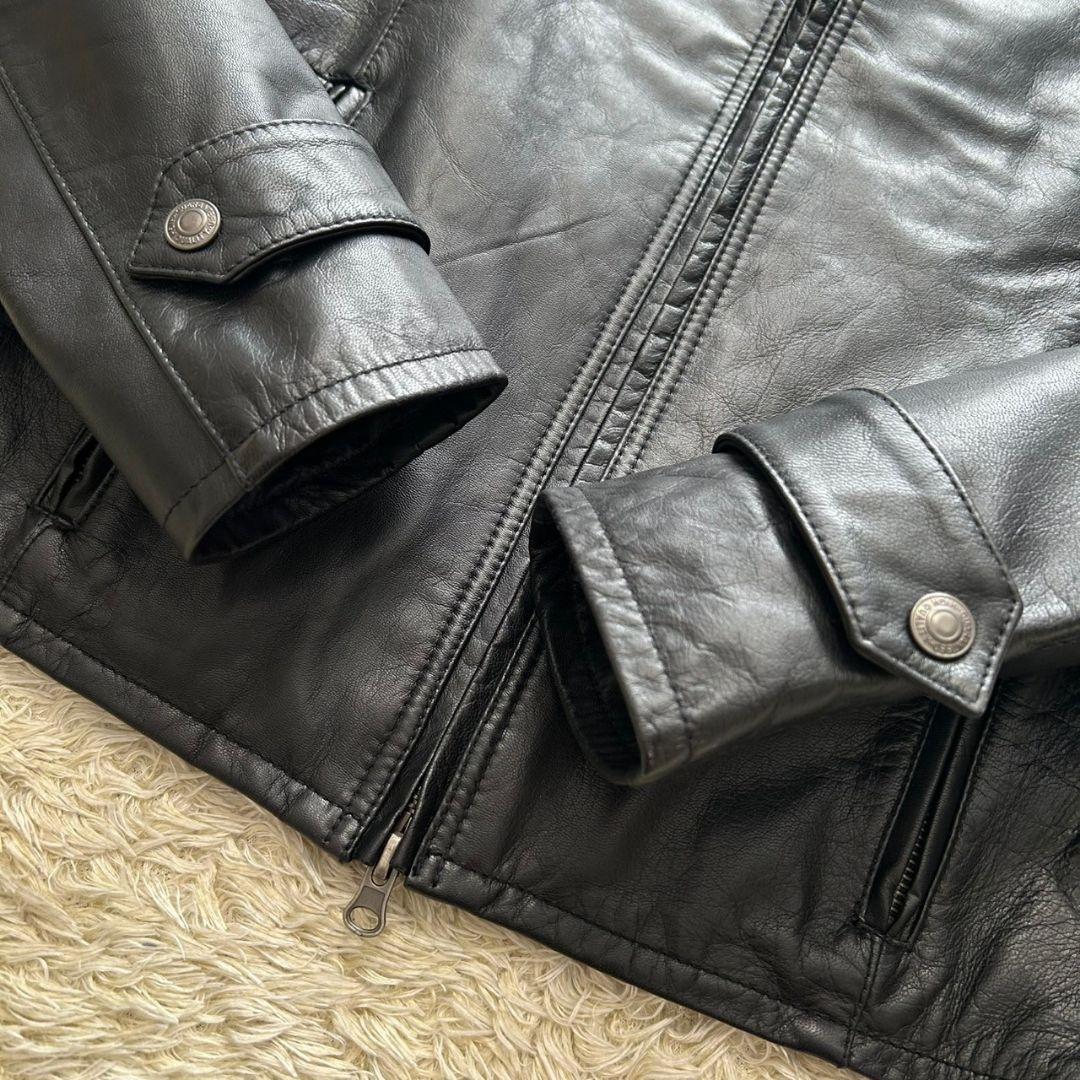 【美品】メンズビギ　ラトルトラップ　本革　シングルライダース　山羊革　黒　M