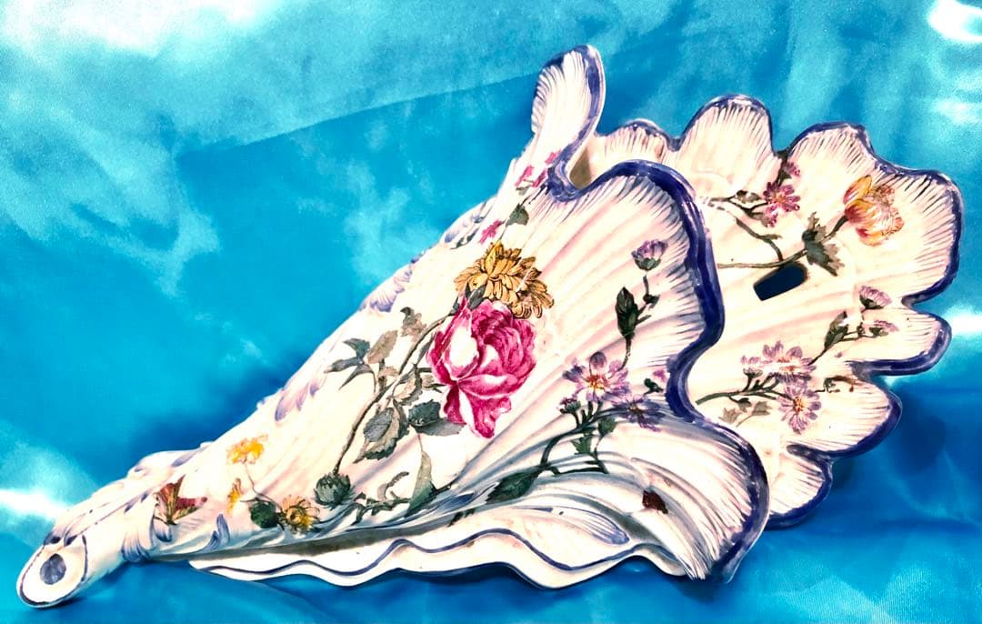 マイセン アンティーク☆ウォールフラワーベース♪大型35cm☆流水波形花々★希少