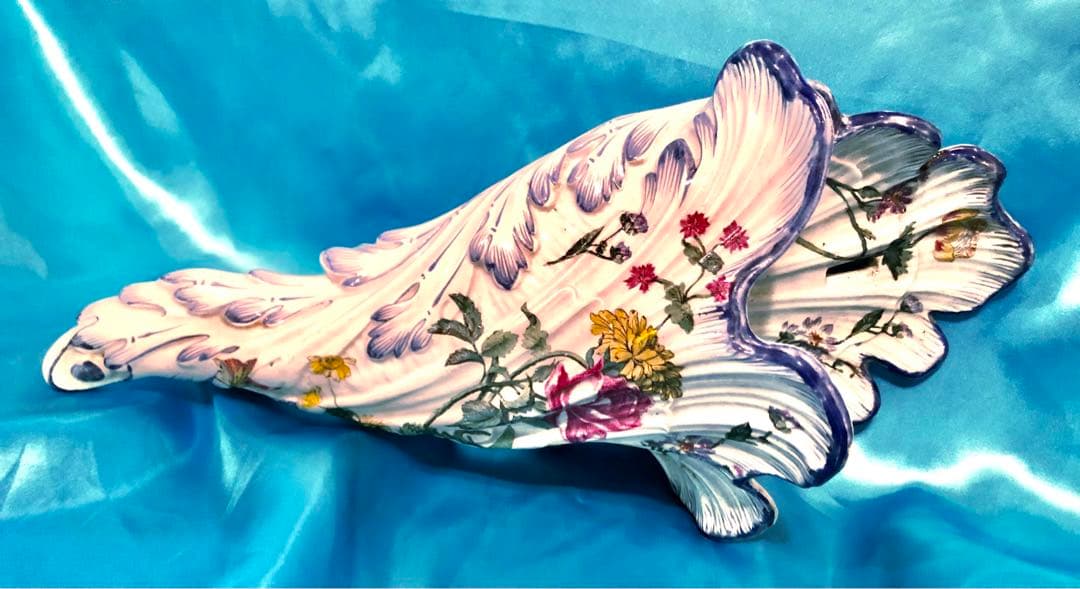 マイセン アンティーク☆ウォールフラワーベース♪大型35cm☆流水波形花々★希少