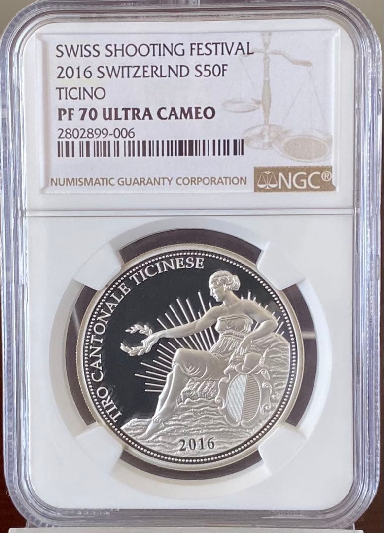 セール!☆人気最高鑑定☆2016 スイス射撃祭 ティチーノ 50フラン プルーフ