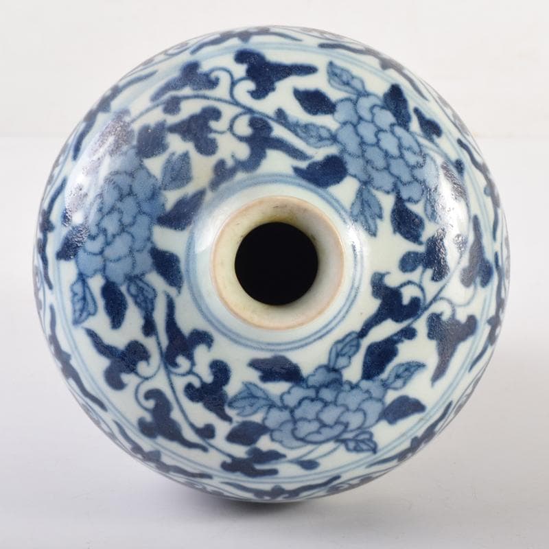 中国　青花　花卉雲龍鳳凰文　梅瓶　V　6953