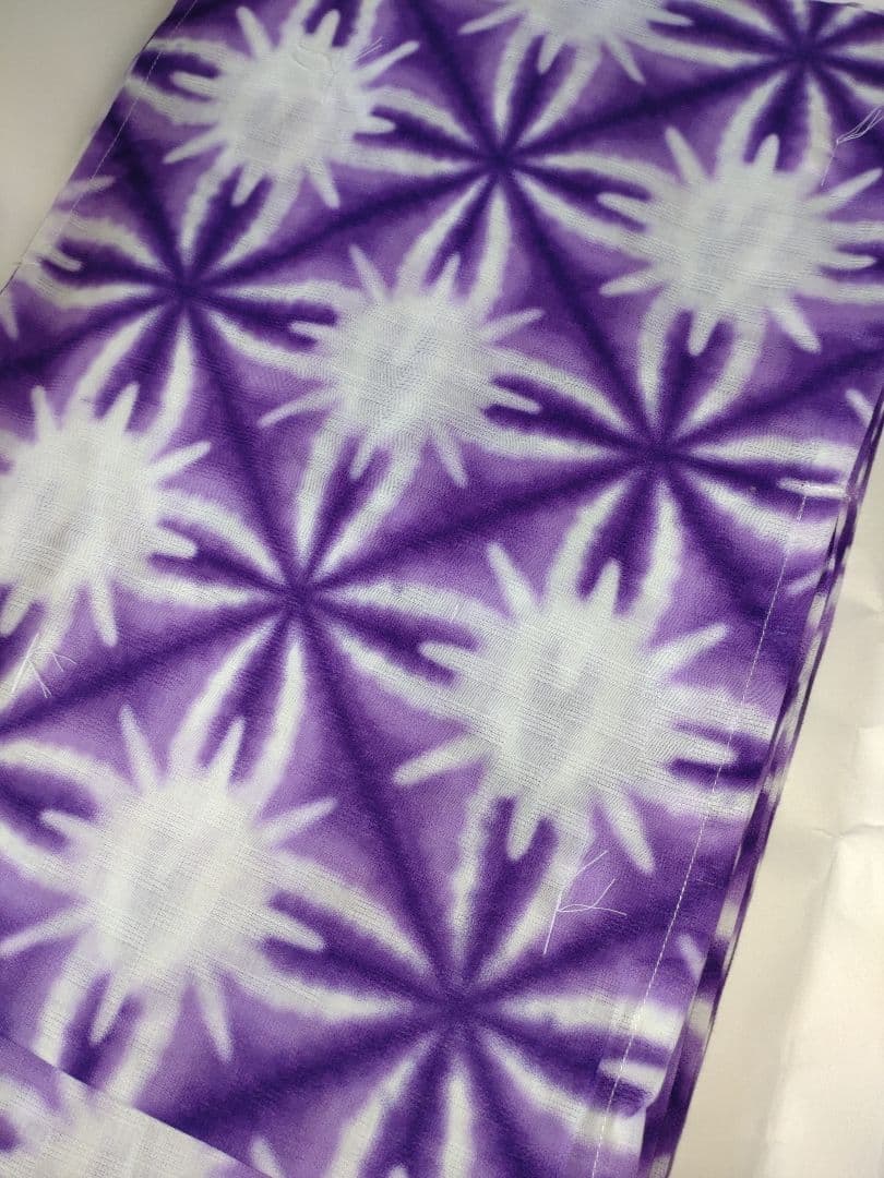 新品未使用　浴衣　雪花絞り調　有松鳴海絞り調　綿　夏着物　大人浴衣　紫