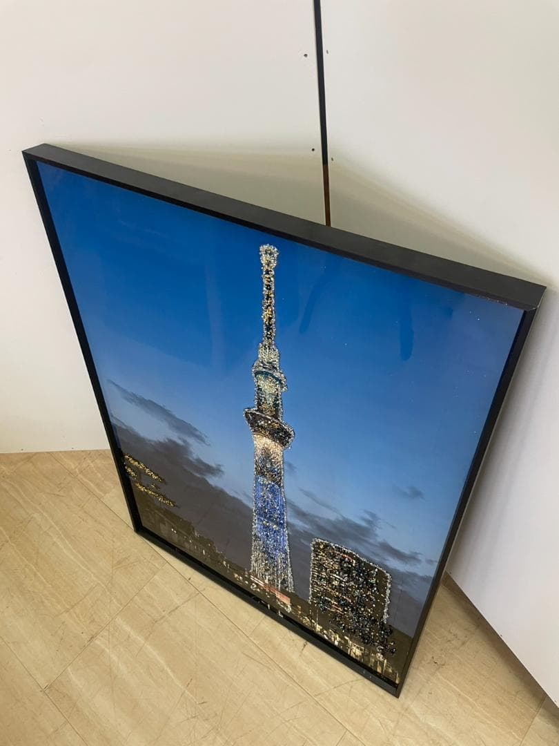 水晶絵　スカイツリー　東京　アートパネル　絵画　額縁　風景　ポスター　絵　写真