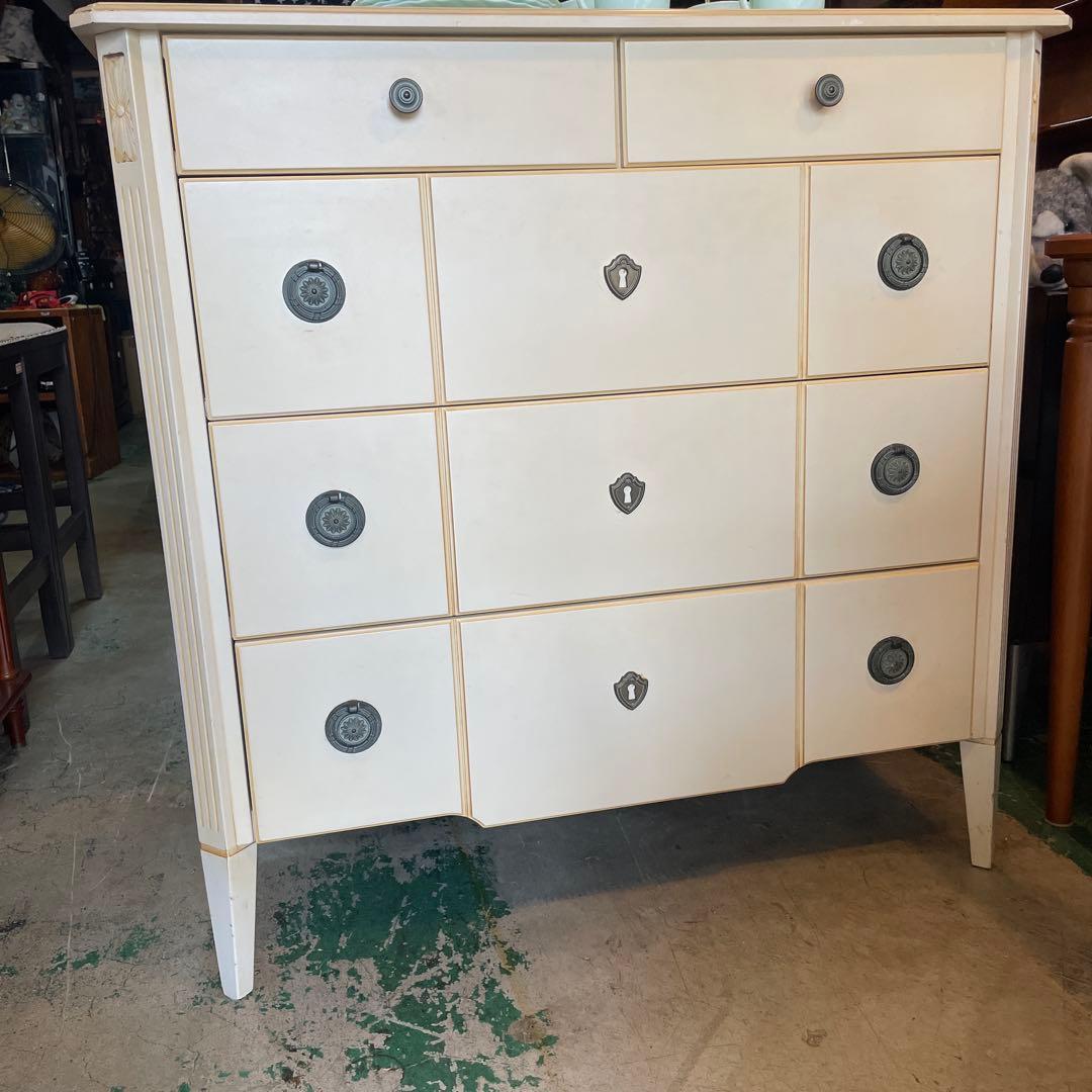 アンティーク・ロココ調・4段チェスト・シャビー・フレンチアンティーク