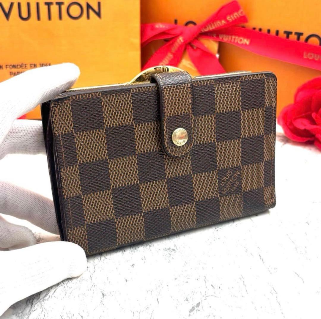 【極美品】ルイヴィトン ポルトフォイユ ヴィエノワ ダミエ がま口 二つ折り財布