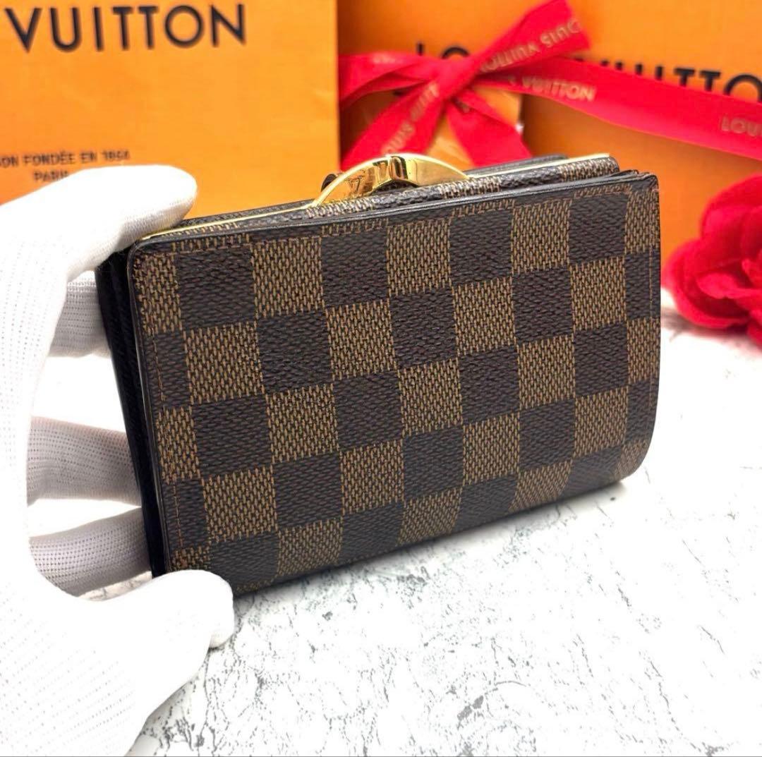 【極美品】ルイヴィトン ポルトフォイユ ヴィエノワ ダミエ がま口 二つ折り財布