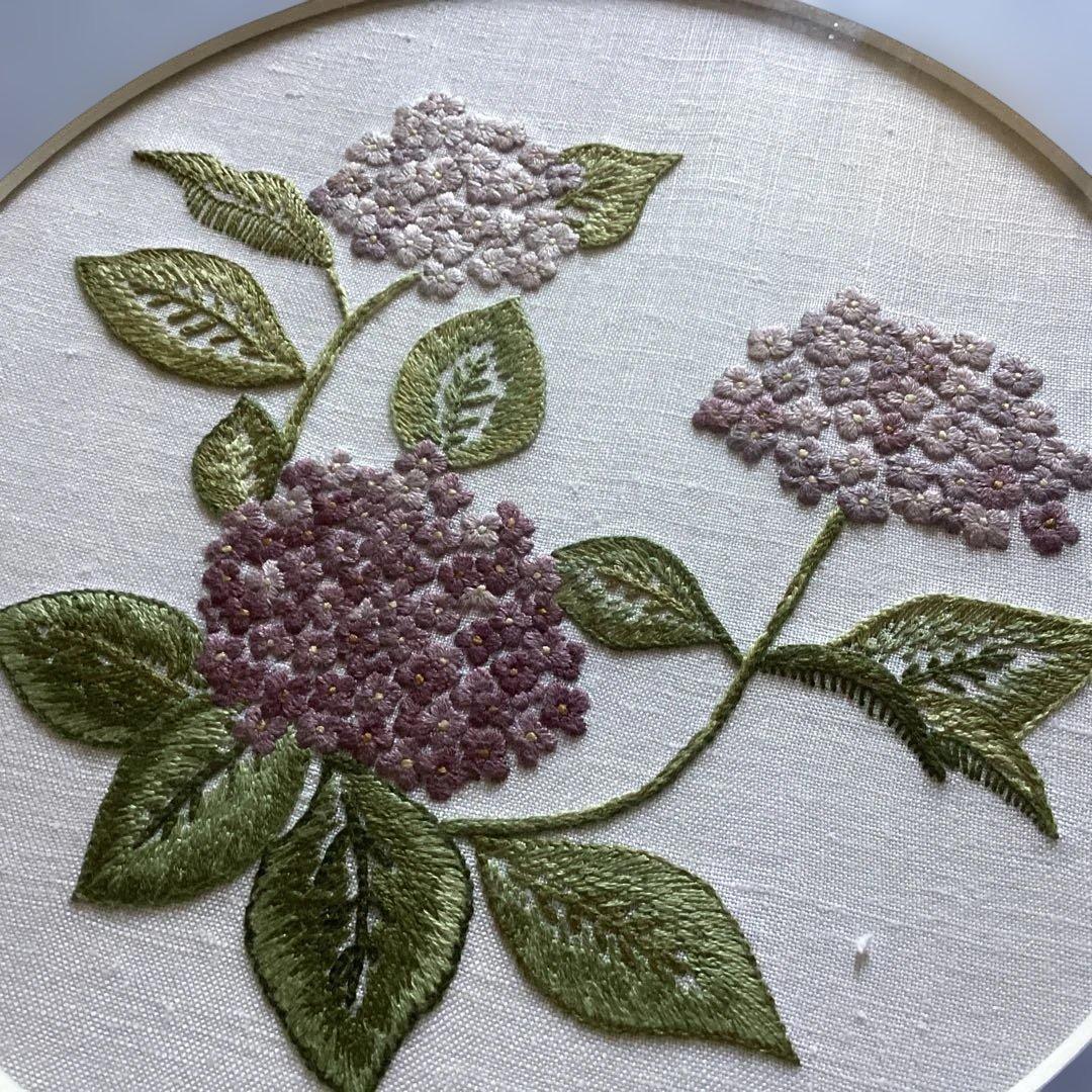 紫陽花　刺繍　額装